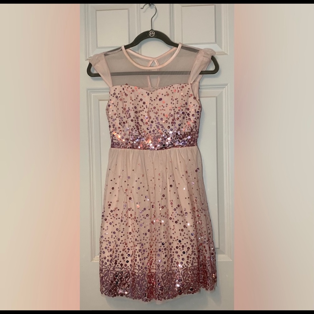 Delia's Pink Sequin Rose Gold Semiformal Dress